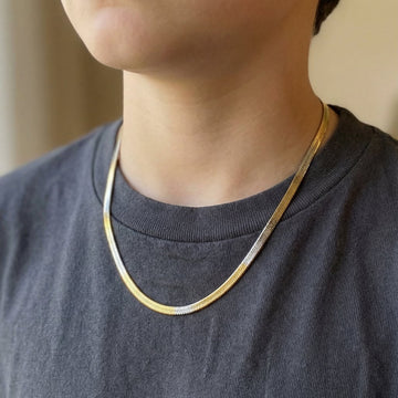 Two-Tone Serpentine Neck Chain – Gold & Silver Fusion